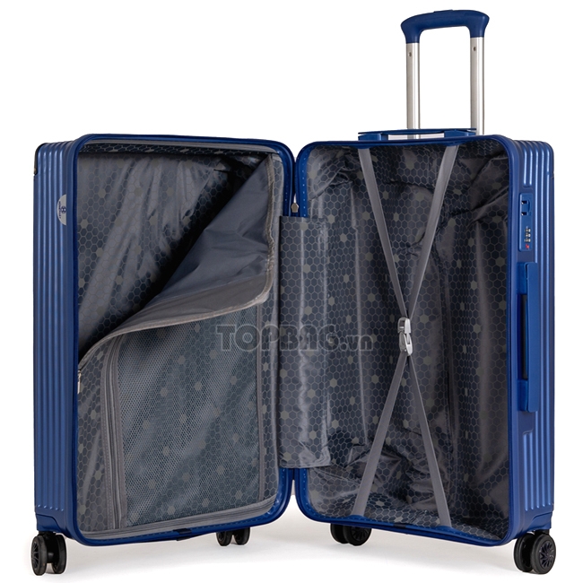 Vali 28 inch để được 30-40kg hành lý, chia thành 2 ngăn, có vách lưới tiện dụng