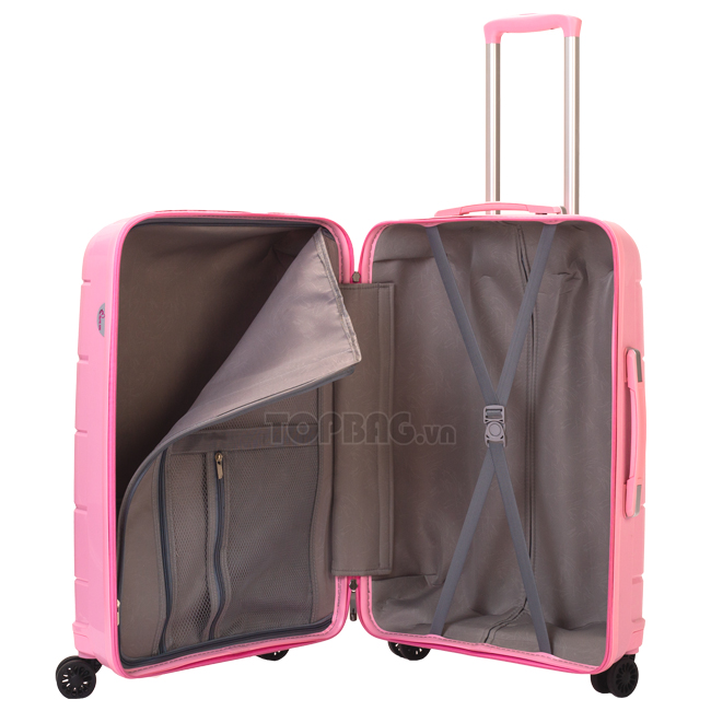 Ngăn trong Vali Travel King PP110 24 inch màu hồng, rất rộng rãi, thoải mái xếp đồ